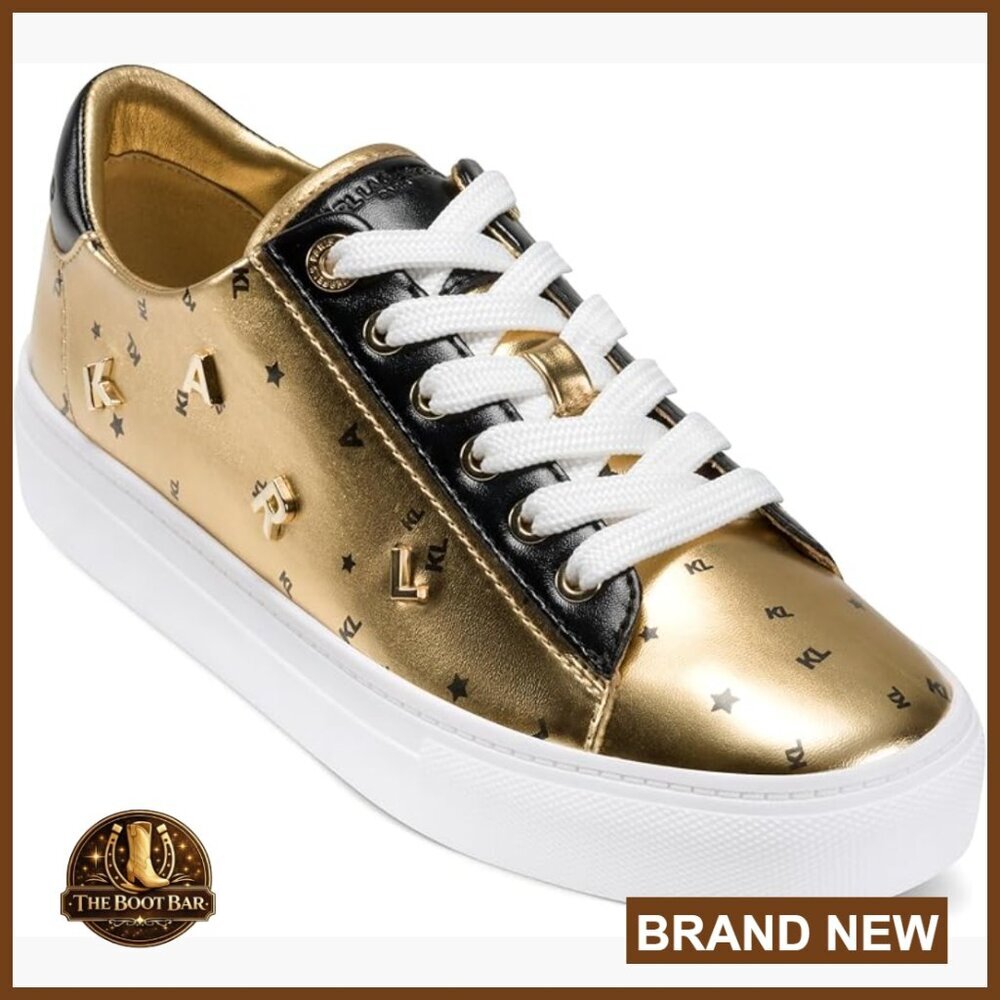 Platform Sneakers with Signature Logo Pins Lace Up Fashion Shoes